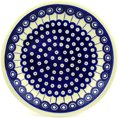 Polish Pottery Plate 9&quot; Traditional Peacock