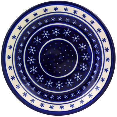 Polish Pottery Plate 9&quot; Winter Snowflakes