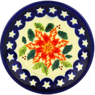 Polish Pottery Plate Small Holiday Poinsettias