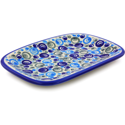 Polish Pottery Platter 10&quot; Blue Peacock Eye