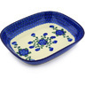 Polish Pottery Platter 10&quot; Blue Poppies