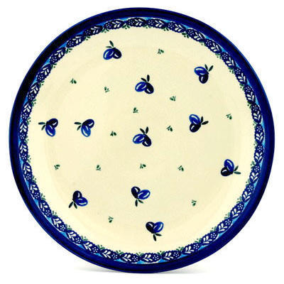 Polish Pottery Platter 13&quot; Dancing Blueberries