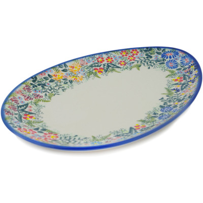 Polish Pottery Platter 13&quot; Floral Abundance UNIKAT