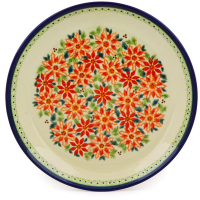 Polish Pottery Platter 13&quot; Holiday Poinsettias