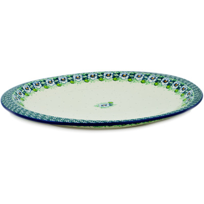 Polish Pottery Platter 17&quot; Green Flora
