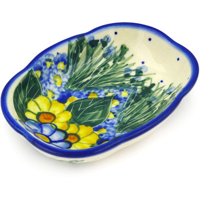 Polish Pottery Platter 5&quot; Wildflower Meadow