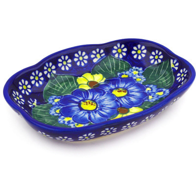 Polish Pottery Platter 6&quot; Floral Fruit Basket UNIKAT