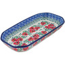 Polish Pottery Platter 8&quot; Red Pansy