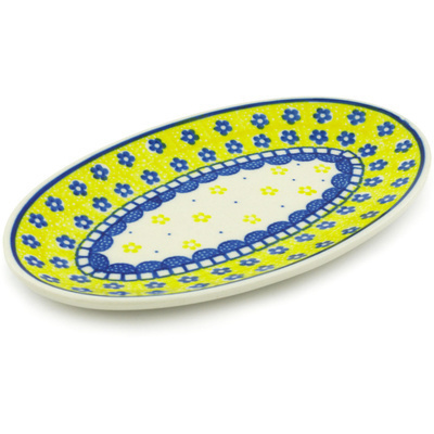 Polish Pottery Platter 8&quot; Sunshine Daisies