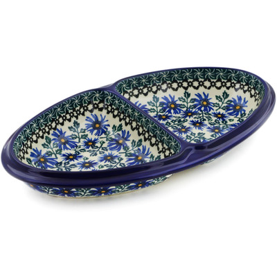 Polish Pottery Platter 9&quot; Blue Chicory