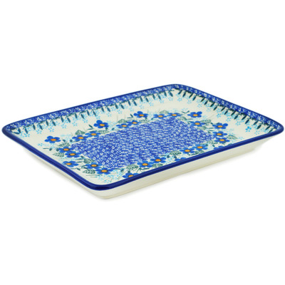 Polish Pottery Platter 9&quot; Blue Joy