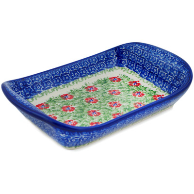 Polish Pottery Platter with Handles 9&quot; Midsummer Bloom