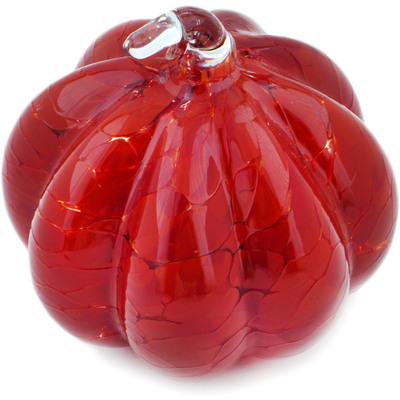 Glass Pumpkin Figurine 6&quot; Red