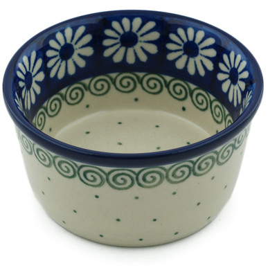 Polish Pottery Ramekin Bowl Small Daisy Swirl