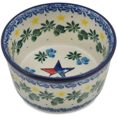 Polish Pottery Ramekin Bowl Small Texas Blue Bonnets