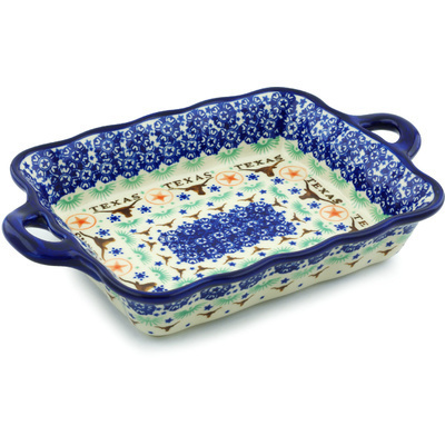 Polish Pottery Rectangular Baker with Handles 12&quot; Texas State