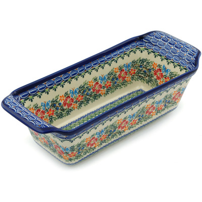 Polish Pottery Rectangular Baker with Handles 13&quot; Butterfly Sea UNIKAT