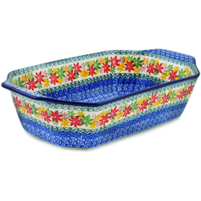Polish Pottery Rectangular Baker with Handles 14&quot; Fall Vibes