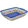 Polish Pottery Rectangular Baker with Handles 15&quot; Gardens In Poland