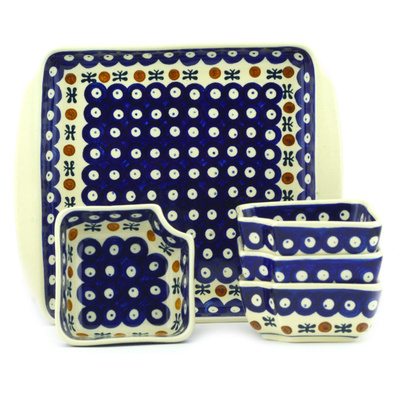 Polish Pottery Relish Server Set with Tray 10&quot; Mosquito
