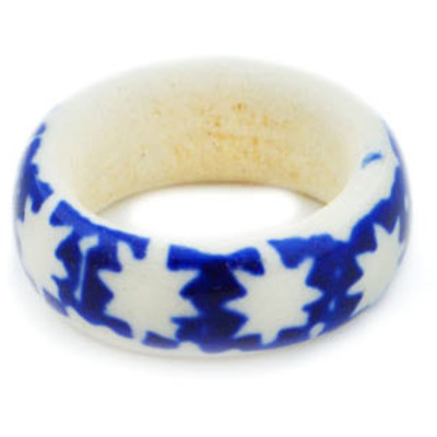 Polish Pottery Ring 1&quot; Cobalt Sparkle