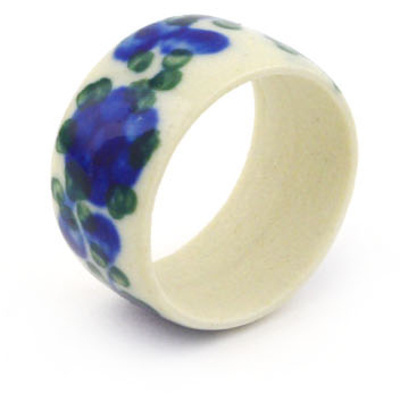 Polish Pottery Ring size 8 Blue Poppies