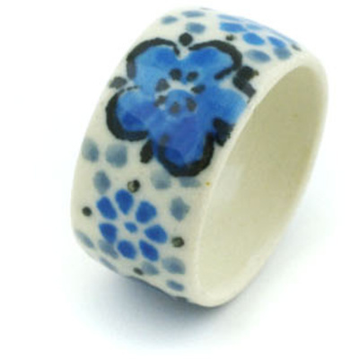 Polish Pottery Ring size 8 Flowing Blues
