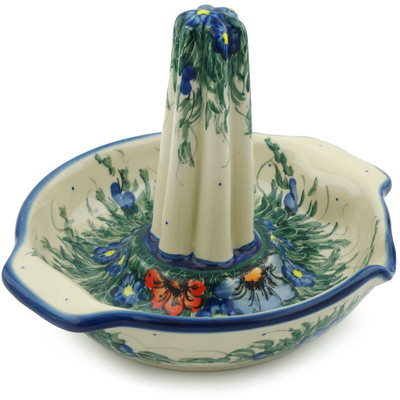 Polish Pottery Roaster with Handles and Spout 9&quot; Spring Bouquet UNIKAT