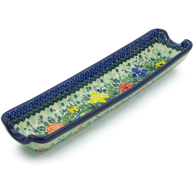 Polish Pottery Rolling Pin Cradle 13&quot; Floral Rhapsody UNIKAT