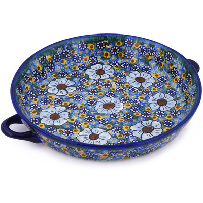 Polish Pottery Round Baker with Handles 13&quot; UNIKAT