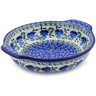 Polish Pottery Round Baker with Handles 7&quot; Blue Pansy