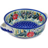 Polish Pottery Round Baker with Handles 8&quot; Fresh Happiness UNIKAT