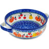 Polish Pottery Round Baker with Handles 8&quot; Fresh Vegetable Garden