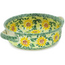 Polish Pottery Round Baker with Handles 8&quot; Sunflower Fields