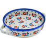 Polish Pottery Round Baker with Handles 8&quot; Sweet Clusters UNIKAT