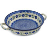 Polish Pottery Round Baker with Handles Medium Flora Cluster