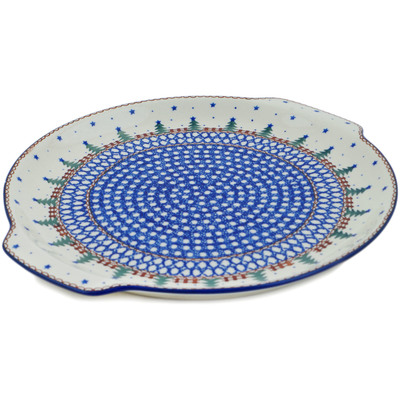Polish Pottery Round Platter with Handles 13&quot; Pocono Pines