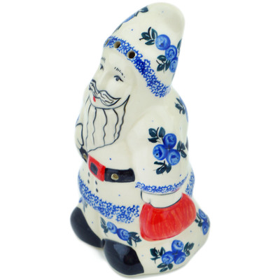 Polish Pottery Santa Candle Holder 7&quot; Blue Berry Special UNIKAT