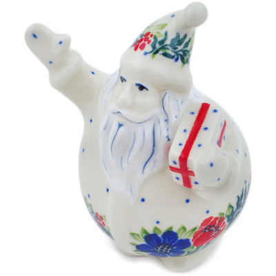 Polish Pottery Santa Claus Figurine 4&quot; Springtime Wreath