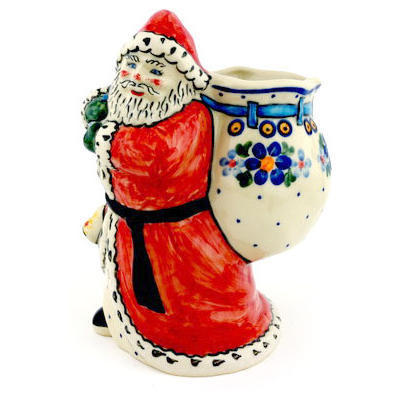 Polish Pottery Santa Shaped Jar 9&quot;