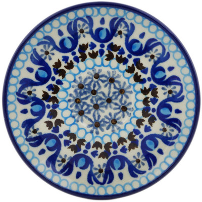 Polish Pottery Saucer 4&quot; Blue Ice