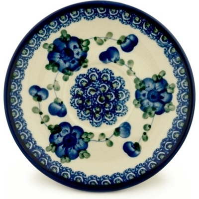 Polish Pottery Saucer 6&quot; Blue Poppies