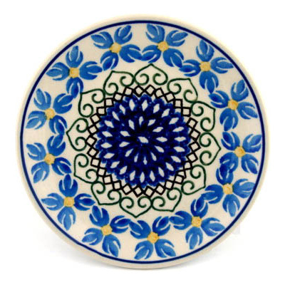 Polish Pottery Saucer 6&quot; Chickory Heart Vines