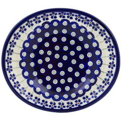 Polish Pottery Saucer 8&quot; Flowering Peacock