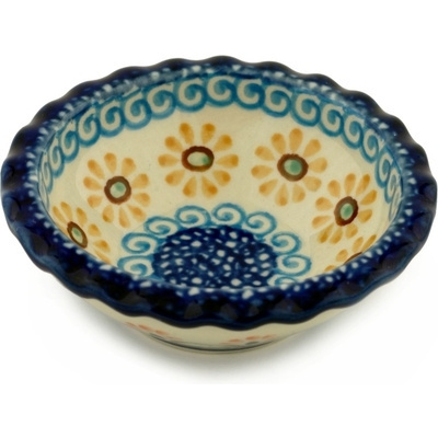 Polish Pottery Scalloped Bowl 3&quot; Daisies On The Shore