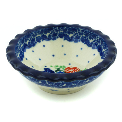 Polish Pottery Scalloped Bowl 3&quot; Flower Passion