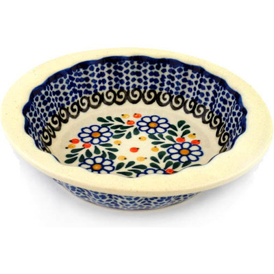 Polish Pottery Scalloped Bowl 6&quot; Berries And Daisies
