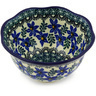 Polish Pottery Scalloped Bowl 6&quot; Blue Violets