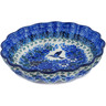 Polish Pottery Scalloped Bowl 7&quot; Hummingbird Blue UNIKAT