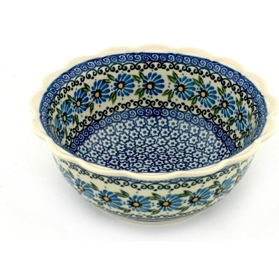 Polish Pottery Scalloped Bowl 8&quot; Marigold Morning